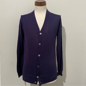 EDIFICE JAPAN men's 100% silk purple cardigan, JP Size 44= US size XS